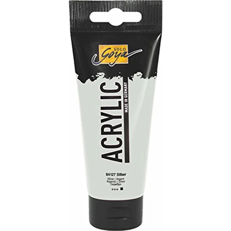 KREUL Solo Goya Acrylic, 100 ml Tube in Silber, cremige Acrylfarbe, wasserbasis, schnell matt trocknend, gut deckend, wasserfest, Studienqualität – Bild 1