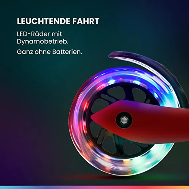 fun pro Two Roller Kinder 6 Jahre, Premium Kinderroller mit LED Rädern, Faltbar, erweiterte Garantie, bis 80KG, Hamburg Händler, 5-9 Jahre – Bild 3