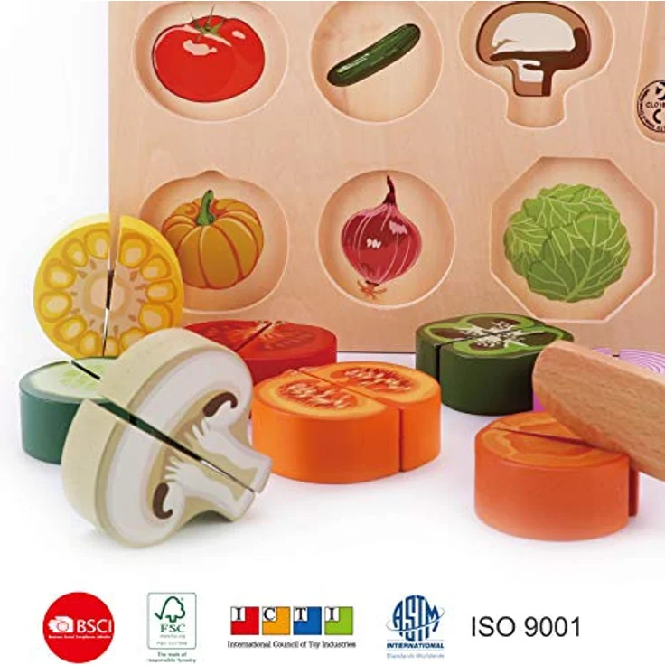 Classic World Holz Schneiden Gemüse Puzzle Spielzeug, bunt, lehrreiches Rollenspiel für gesunde Ernährung – Bild 2
