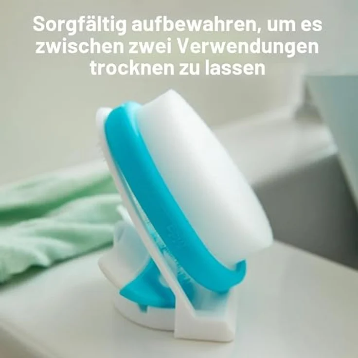 Frida Baby DermaFrida FlakeFixer System, 3-stufiges Pflegeset zur sanften Behandlung von Milchkrusten mit weichem Schaumstoffschwamm und Borstenbürste – Bild 5