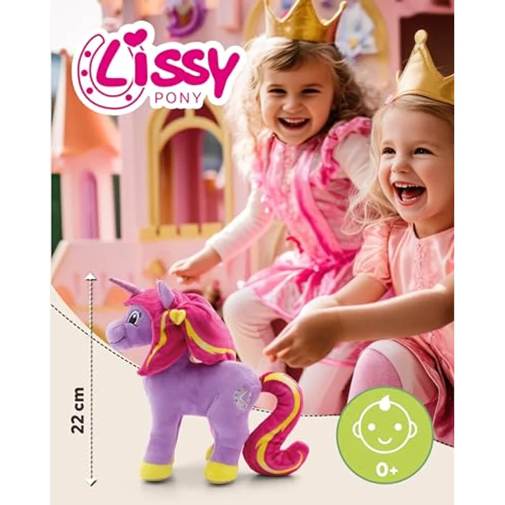 NICI Lissy PONY Einhorn Mandy, 22cm Plüsch Kuscheltier mit pinkfarbenem Glitzerhorn und bunten Farben, ideal zum Kuscheln und Spielen – Bild 2