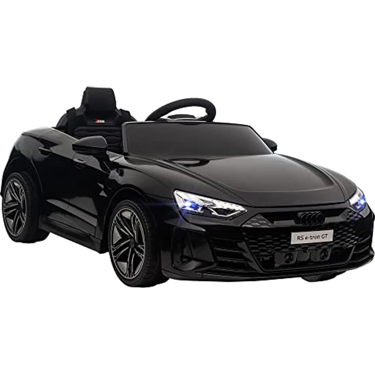 HOMCOM Kinder Elektroauto, Kinderauto mit Fernbedienung, Kinderfahrzeug mit Sicherheitsgurt, Hupe & Musik & Scheinwerfer, Kinderfahrzeug bis 5 km/h, für Kinder 3-5 Jahre, Schwarz – Bild 1