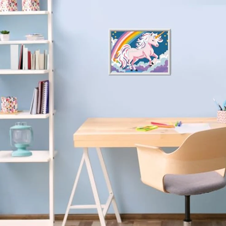 Ravensburger Malen nach Zahlen CreArt, Pinkes Einhorn, 14 Acrylfarben, Made in Europe – Bild 4