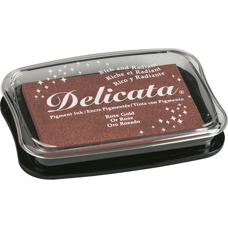Knorr Prandell 3X Tsukineko 211511923 Stempelkissen Delicata Metallic, roségold, pigmentierte Wasserbasisfarbe, 76 x 47 mm, schnell trocknend
