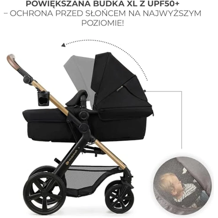 Kinderkraft 4in1 Kombi-Kinderwagen-Set MOOV 2, wendbarer Sitz & Wanne in Pure Black, inkl. Babyschale MINK PRO, Isofix-Base, Wickeltasche & Zubehör, für Kinder von 0 bis 22 kg – Bild 14