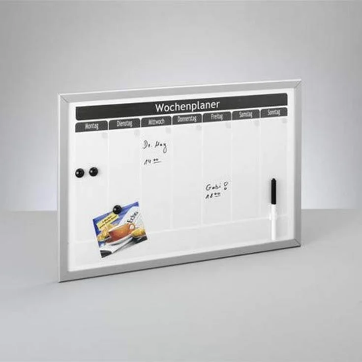 Zeller Present Memoboard Wochenplaner, magnetisch, alugrau, inklusive Stift und Magneten – Bild 3