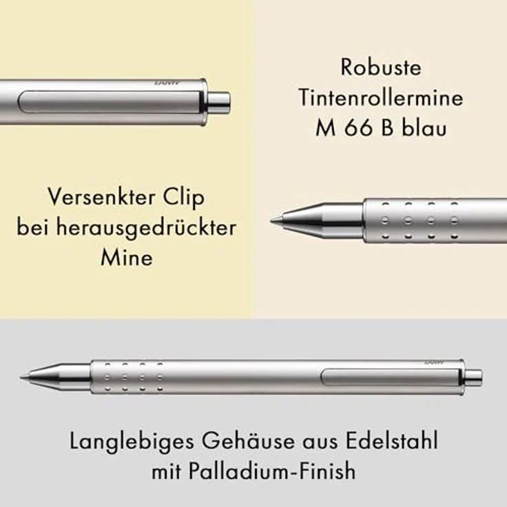Lamy Swift, Tintenroller mit versenkbarem Clip, Silber, 145 x 11 x 11 mm – Bild 3