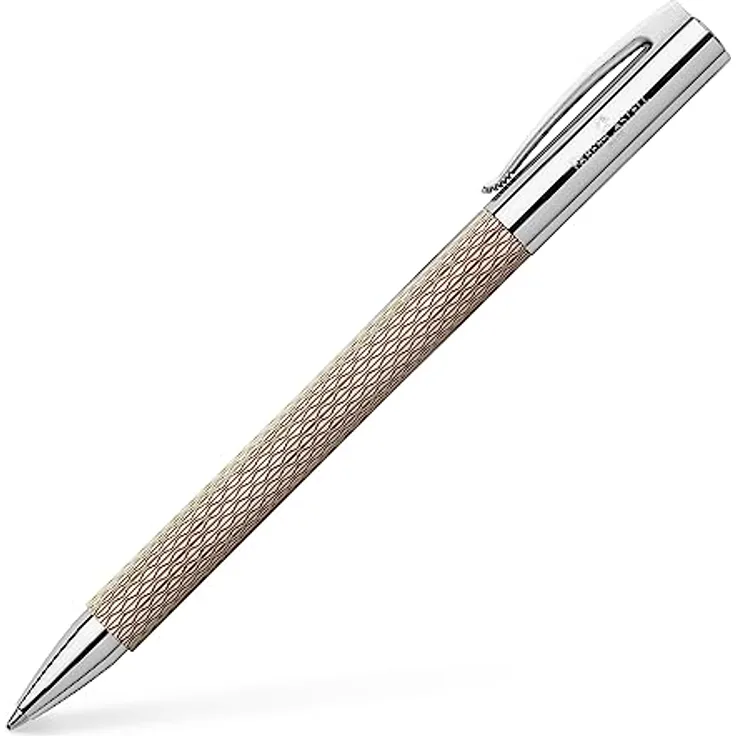 Faber-Castell Kugelschreiber Ambition, Drehkugelschreiber in Hellbraun mit guillochiertem Edelharzschaft und schwarzer Grossraummine, Strichbreite B