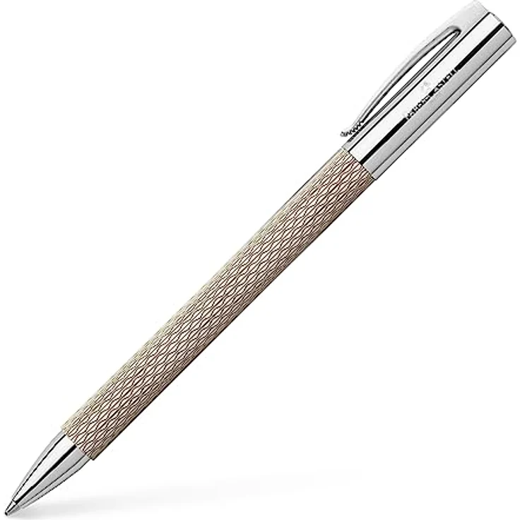 Faber-Castell Kugelschreiber Ambition, Drehkugelschreiber in Hellbraun mit guillochiertem Edelharzschaft und schwarzer Grossraummine, Strichbreite B – Bild 1