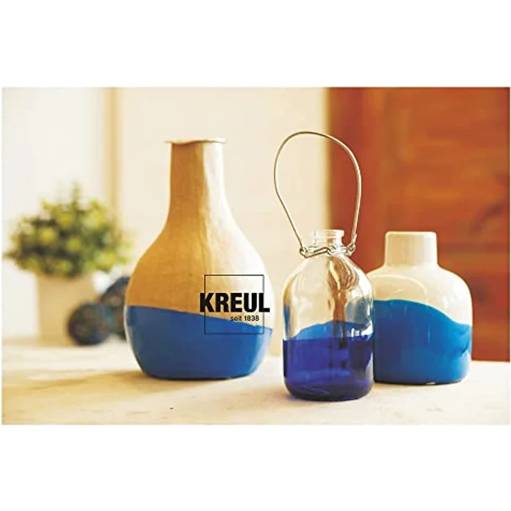 KREUL 79600 Acryl Glanzfarben Set, 6 x 20 ml glänzend-glatte Farben in Gelb, Rot, Himmelblau, Grün, Hellbraun und Schwarz, schnelltrocknend, deckend, auf Wasserbasis – Bild 4