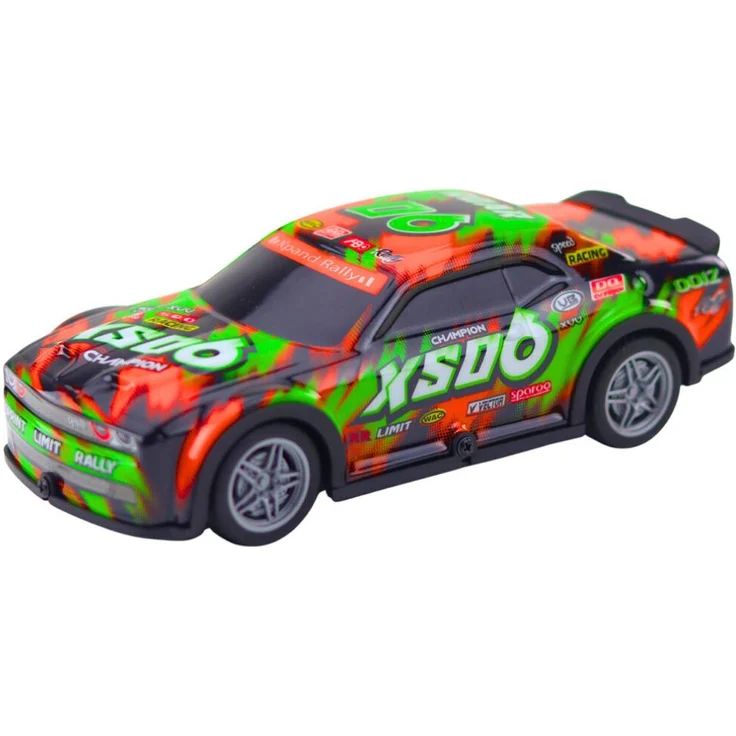 LEAN Toys 23062 RC-Rennwagen, leuchtende Karosserie in Orange-Grün, kabelgebundener RC-Controller, geeignet für Kinder ab 3 Jahren