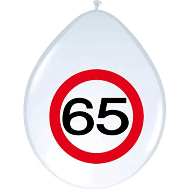 Folat 05386 - Latexballon - 30 cm - Verkehrszeichen - Zahl 65 - 8 STK. - Preisvergleich – Bild 2