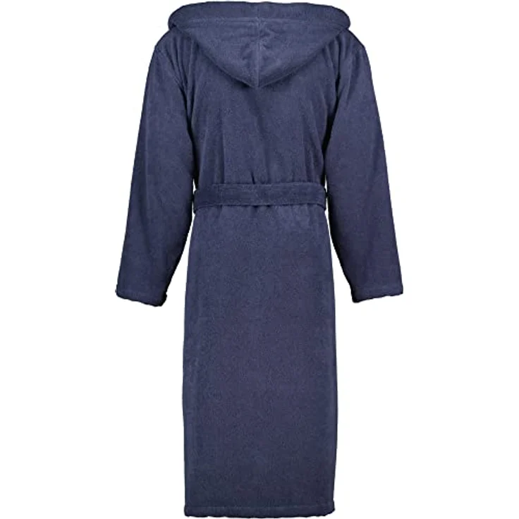 Cawoe Herren Bademantel, Kapuzen-Bademantel aus 100% Baumwolle, Blau, Größe XXL – Bild 3
