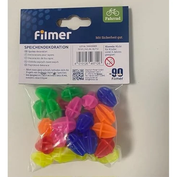Diedrich Filmer GmbH Speichen-Dekoration Set, 36 Stück in bunten Farben (Grün, Blau, Gelb, Pink, Lila, Orange) für Kinderfahrräder – Bild 3