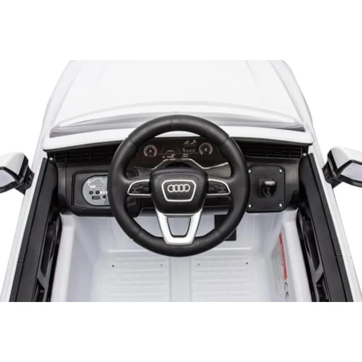 schnaeppchenmeile-online Elektro-Kinderauto Audi Q7, 2 Motoren, LED-Beleuchtung, Fernbedienung, Audio Modul, weiß – Bild 5