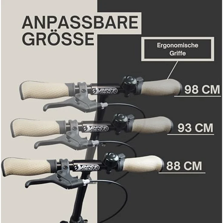Best Sporting Scooter 205 mm Olivgrün Metallic, klappbarer Cityroller mit Vorderradfederung, Handbremse, Klingel und Tragegurt, höhenverstellbar für Kinder & Erwachsene bis 100 kg – Bild 5
