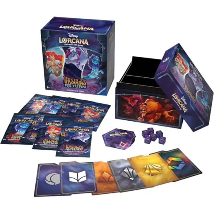 Ravensburger Disney Lorcana Trading Card Game: Set 4 - Trove Pack (Englisch) mit exklusiven Inhalten, Disney Lorcana Design Aufbewahrungsbox und zusätzlichen Booster Packs