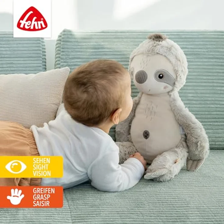 Fehn Kuscheltier Lazy, Crazy & Pink, XL Faultier für Kinder, knuddelig und weich – Bild 2