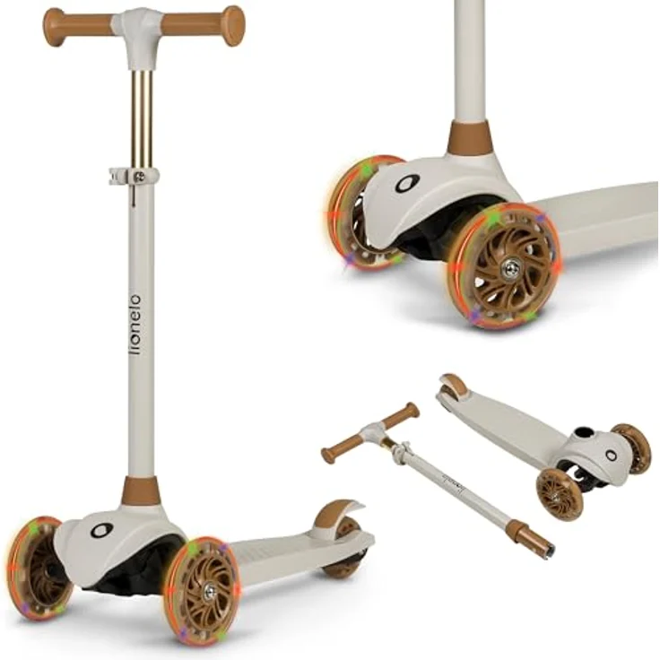 Lionelo Jessy Premium Dreirad-Kinderroller mit LED-Rädern, Höhenverstellung und Rutschfester Plattform, faltbar (blau) – Bild 1