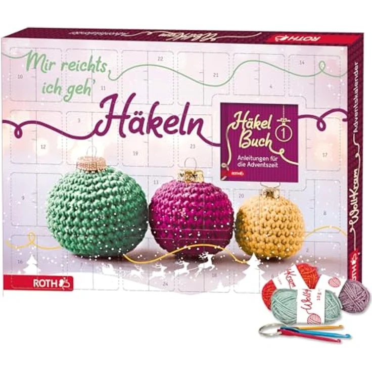 Roth Adventskalender WollKram, mit Garnknäule, Häkelnadel und Füllmaterial, für Erwachsene – Bild 3