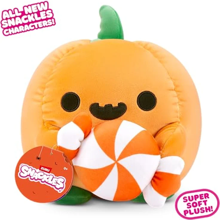 ZURU Snackles Halloween Serie 1, 20 cm Plüschspielzeug (Moon) mit Jack-o-Lantern und Lolly, superweicher Plüsch – Bild 3