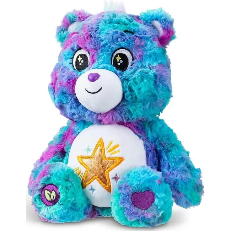 Troetelbeertjes Care Bears Kuschelbär 35cm Good Wishes, Plüschspielzeug mit detailliertem Belly Badge-Design und weichem Plüschmaterial