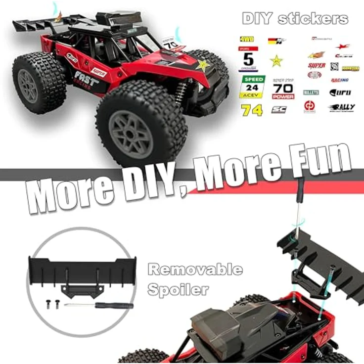 KINSAM Ferngesteuertes Auto,1:20 RC Auto für Kinder ab 6 Jahre,20 km/h Volles Proportional Monstertruck mit 2 AKKU 60min Spielzeit,2. 4Ghz Drift RC Car Kinder Geschenke Auto Ferngesteuert mit LED Licht – Bild 4