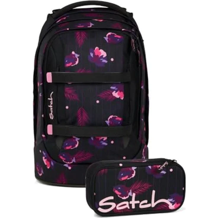 Satch pack Schulrucksack Set 2tlg. inkl. Schlamperbox, 30 Liter Volumen, innovatives 3D Soft-Mesh Rückensystem, Mystic Nights – Bild 1