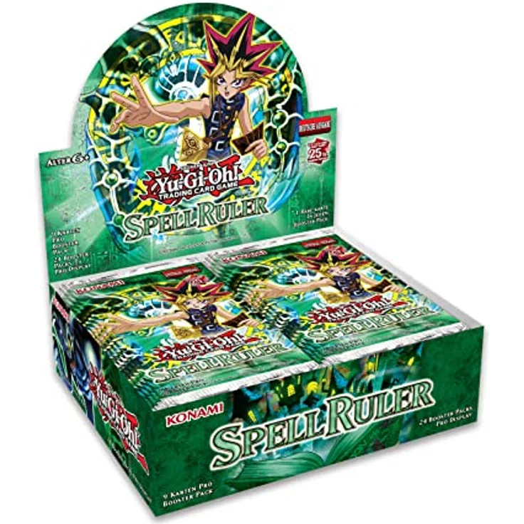 Yu-Gi-Oh! TRADING CARD GAME Spell Ruler Display-Deutsche Ausgabe, 25th Anniversary Edition, Sammelkarten Booster-Set mit 104 Karten
