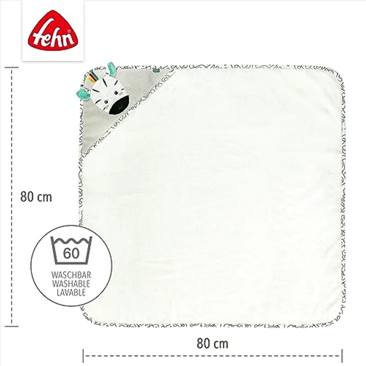 Fehn Kapuzenbadetuch Zebra – Bade-Poncho aus Frottee mit Kapuze und Zebra Motiv – saugstark & kuschelweich – für Babys und Kleinkinder ab 0+ Monaten – Bild 4