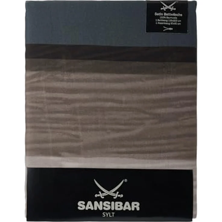 Sansibar Bettwäsche-Set Sunrise 135x200 2-teilig Bettbezug - Kinderbettwäschen aus 100% Premium Satin-Baumwolle, Taupe – Bild 4