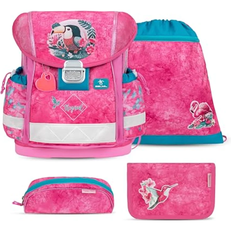 Belmil Classy Schulranzen-Set 4-teilig, ergonomisch, wasserdicht, 19 L, inkl. Turnbeutel und Schlamperetui, für Grundschule 1.-3. Klasse – Bild 1