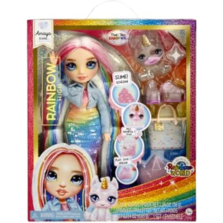 Rainbow High Anziehpuppe Classic Rainbow Fashion Doll - Amaya (rainbow) mit tollen Accessoires und langen Haaren zum stylen – Bild 2
