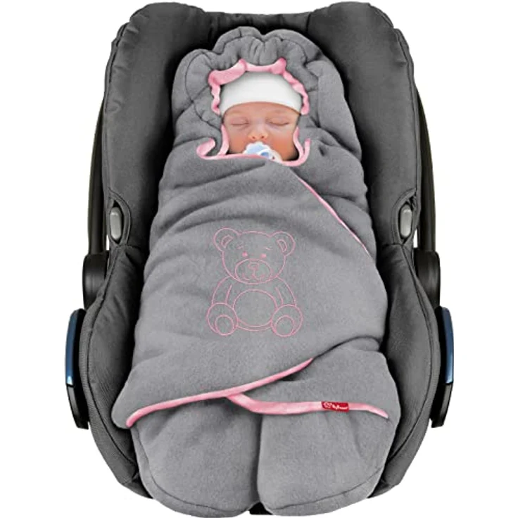 ByBoom Baby Winter-Einschlagdecke"Das Original mit dem Bären", Universal für Babyschale, Autositz, z. B. für Maxi-Cosi, Römer, für Kinderwagen, Buggy oder Babybett – Bild 2