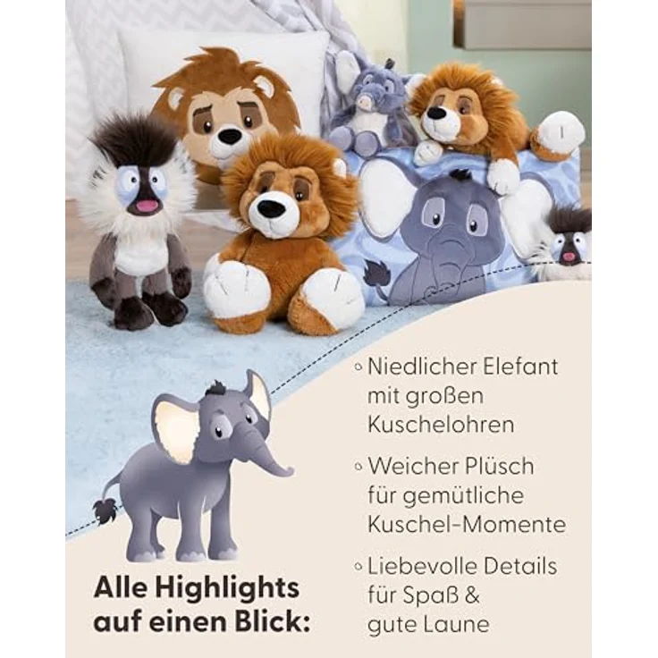 NICI Plüsch Wild Friends Elefant El-Flora, schlenkernd grau, 35cm, mit hochwertigem Plüschfell und detailverliebtem Design – Bild 5