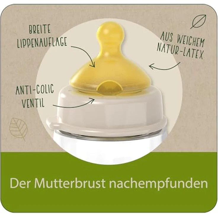 nip Flaschensauger kirschförmig für Cherry Green Weithalsflasche, Trinksauger Natur-Latex, Anti-Colic, von Geburt an, auch für die Stillzeit, Sauglochgrösse M – Bild 4