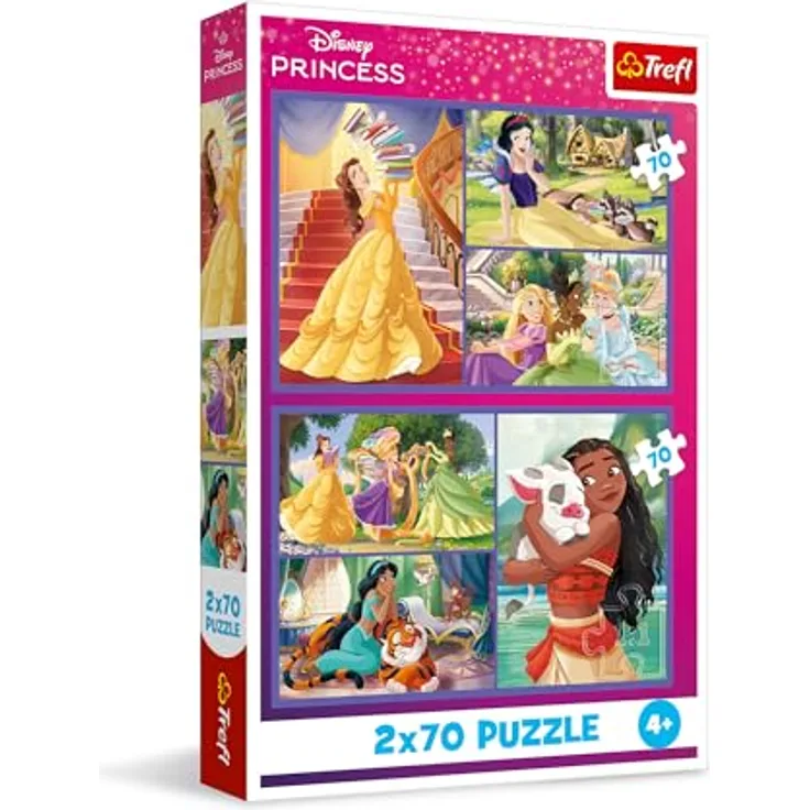 Trefl 2in1 Puzzle: Disney Princess Märchentage, 2 x 70 Teile, Set für Kinder ab 4 Jahren, leuchtende Farben und hochwertige Materialien