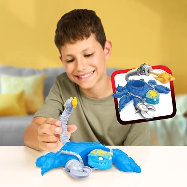 Heroes of Goo Jit Zu Hydro Sting Battle Scorpion, Sammelfigur mit 2 Angriffsmodi, dehnbar bis auf dreifache Größe, Wasser-Attacke und kompatiblem Sattel für Figuren zum Reiten – Bild 2