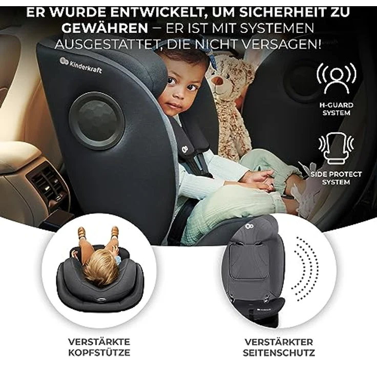 KinderKraft I-360, Reboarder Kindersitz für Kinder von 0 bis 12 Jahren, ECE R129/i-Size, drehbar mit Easy Spin System und H-Guard-Sicherheitssystem – Bild 7