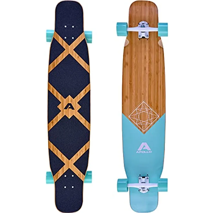 Apollo Dancer Longboard Bora, 46 x 9,5 Zoll, ABEC 9 Kugellager, Cruiser Longboard, Bambusholz, inklusive T-Tool