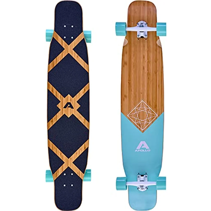 Apollo Dancer Longboard Bora, 46 x 9,5 Zoll, ABEC 9 Kugellager, Cruiser Longboard, Bambusholz, inklusive T-Tool – Bild 1