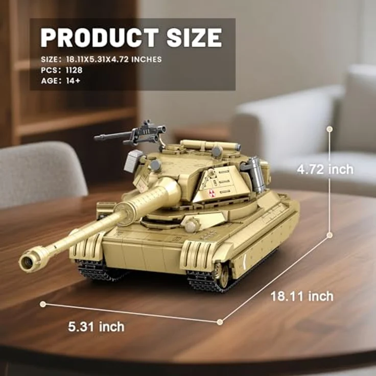 Reobrix 60TP Tank (77036), 1128-teiliges Bauset im Maßstab 1:28 mit drehbarem Turm und schwenkbarer Kanone, offiziell lizenziert von World of Tanks – Bild 5
