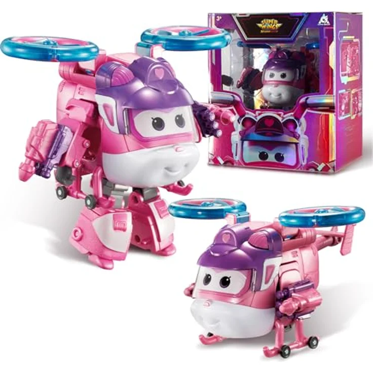 Super Wings Transformations-Flugzeug Supercharged Dizzy, 12,7 cm Roboterfigur und Flugzeug-Spielzeug, rosa, für Kinder ab 3 Jahren – Bild 1