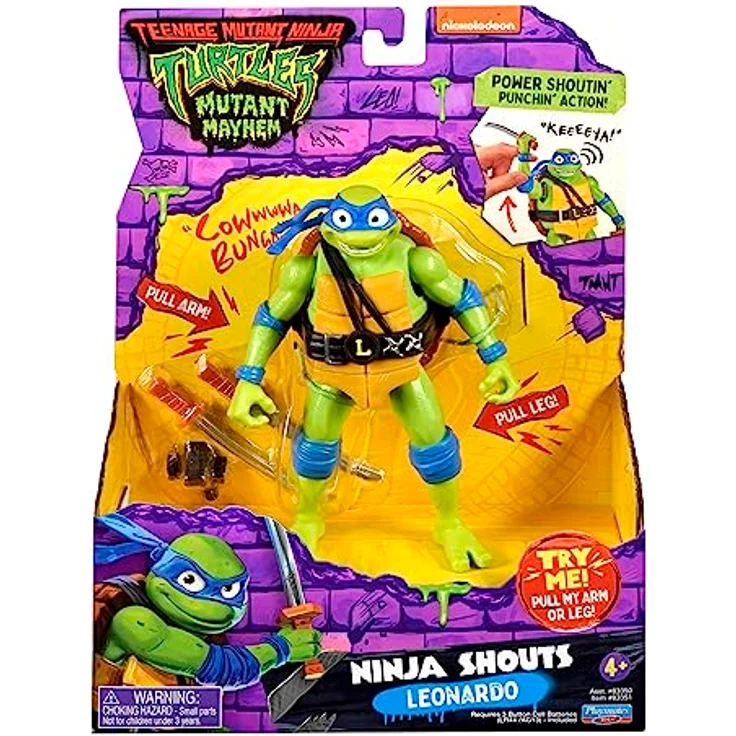 Playmates Toys Sammelfigur Teenage Mutant Ninja Turtle - Ninja Shouts - Leonardo (NEU & OVP) mit authentischem Sound und Katanas – Bild 5