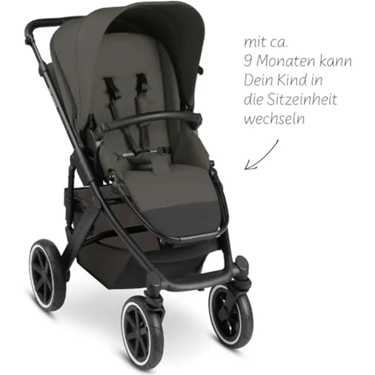 ABC Design Kinderwagen Salsa 4 Air 2 in 1 - Kombikinderwagen für Neugeborene & Babys - Inkl. Sportsitz Buggy & Babywanne - Radfederung & Luftreifen - Cloud – Bild 2