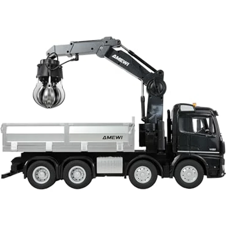 Amewi Mercedes-Benz Arocs Kranwagen mit Kipper 8x4/4 4WD, RTR Ferngesteuert, Metallic-Schwarz, mit Kippfunktion und elektrisch steuerbarem Greifer – Bild 4