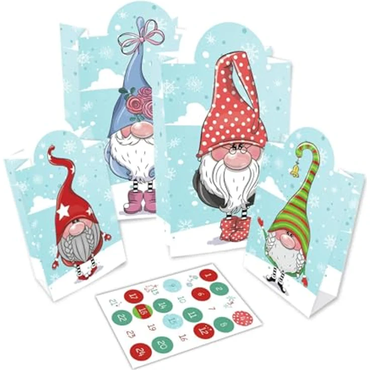 ROTH Adventskalender zum Befüllen - 24 Adventstütchen "Wichtel" mit 24 Tüten zum befüllen – Bild 2