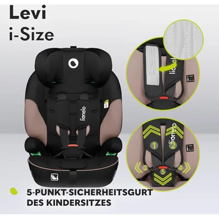 lionelo Autokindersitz LEVI I-SIZE, i-Size, Universell passend, Memory Foam Kopfstütze - ab 15 Monaten, bis 12 Jahre, bis 18,00 kg - (Set), passt in alle Autos – Bild 5