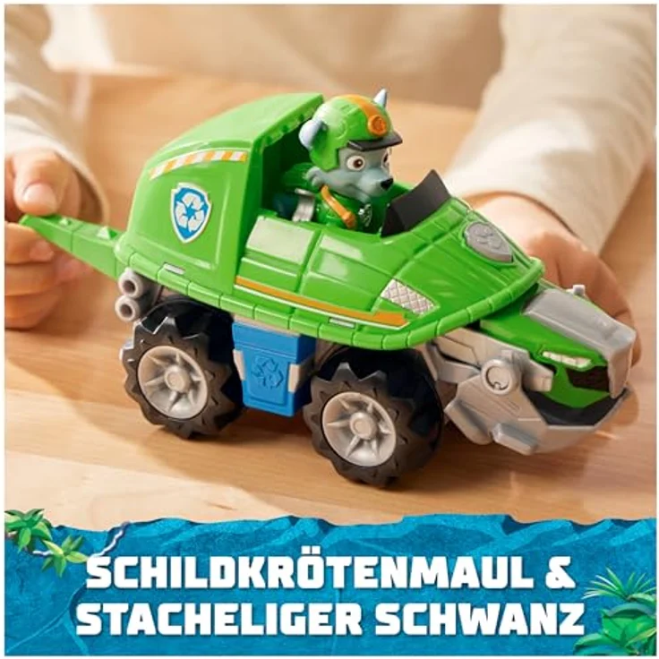 Spin Master Paw Patrol Jungle Pups, Spielzeug-Auto Rocky mit Schildkröten-Maul und stacheligem Schwanz, grün – Bild 4