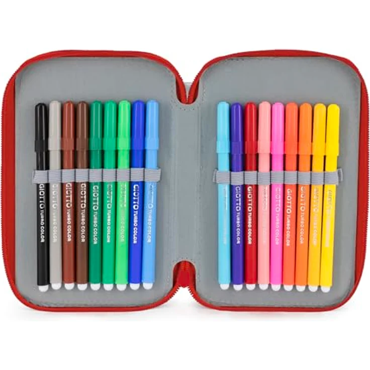 Clondo 3-Fach Federmäppchen für Jungen, gefüllt mit 46 Teilen, radierbaren Gelstiften und Buntstiften, ideal für Schule und Geschenk, blau Pokémon Design – Bild 4